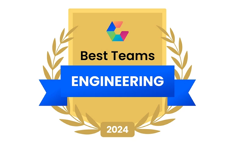 Badge recognizing Best Engineering Teams 2024 awarded by Comparably.